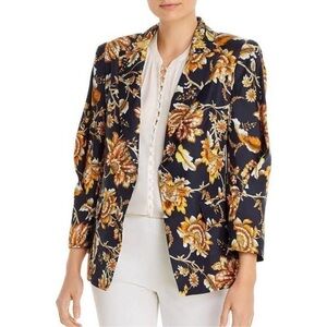 Kobi Halperin Blazer Women Medium Floral Silk Maria Jacket Black Gold Z